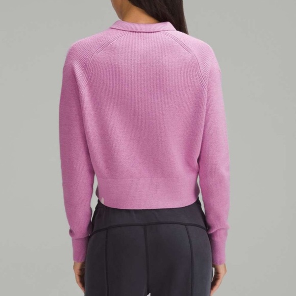 Lululemon Collared Merino Wool Blend Sweater in Dahlia Mauve - Picture 4 of 16